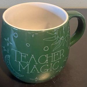 TEACHER MAGIC Rounded Green Ceramic Mug ~ Back-to-School Teacher Gift